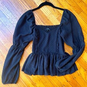 Small Black Express Long Sleeve Blouse